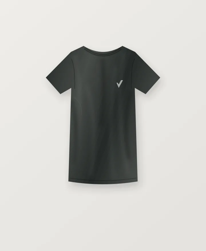 Tempo Training Tee in Graphite, original studio illustration