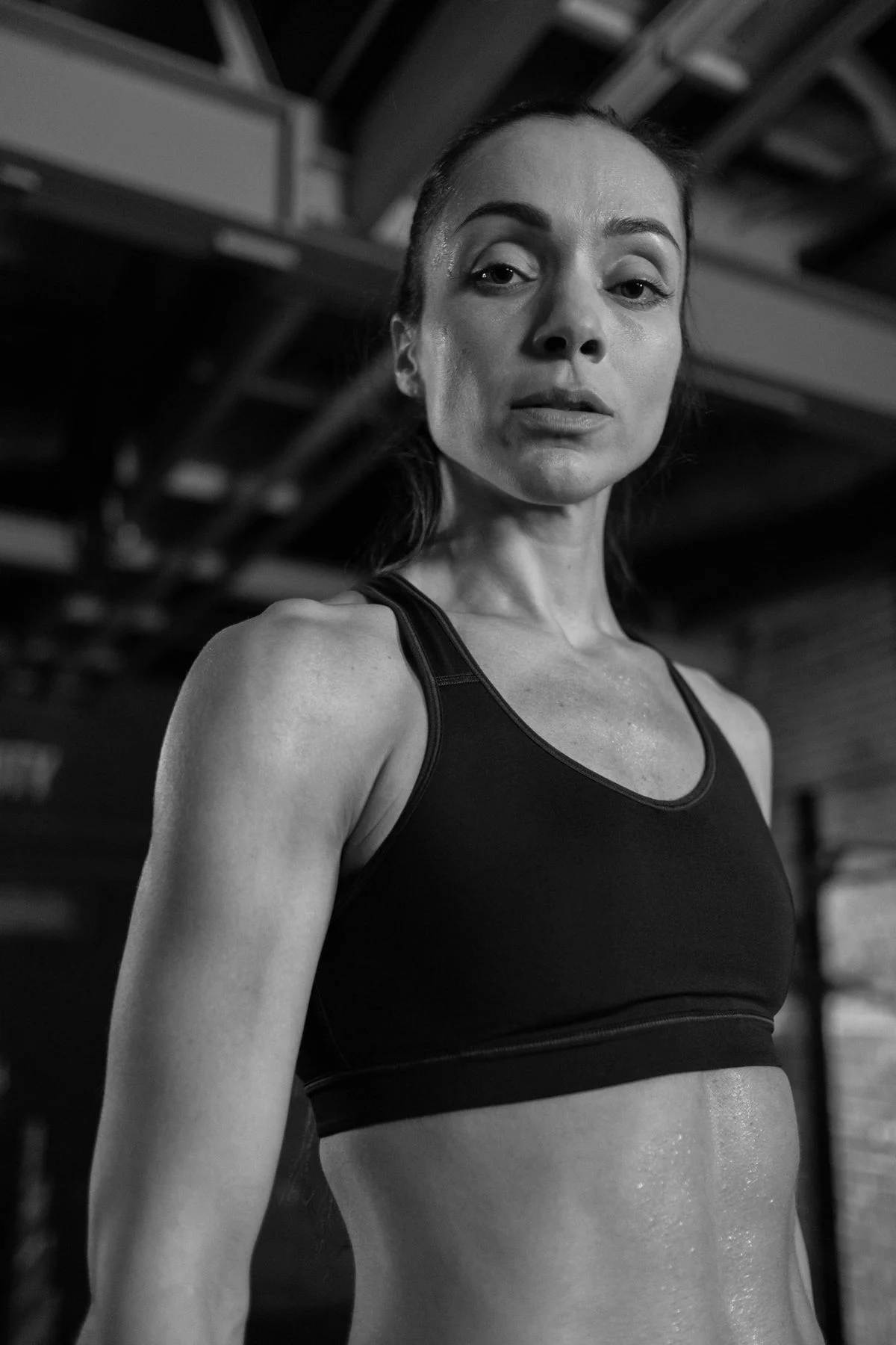 An athlete in a focused gym training session
